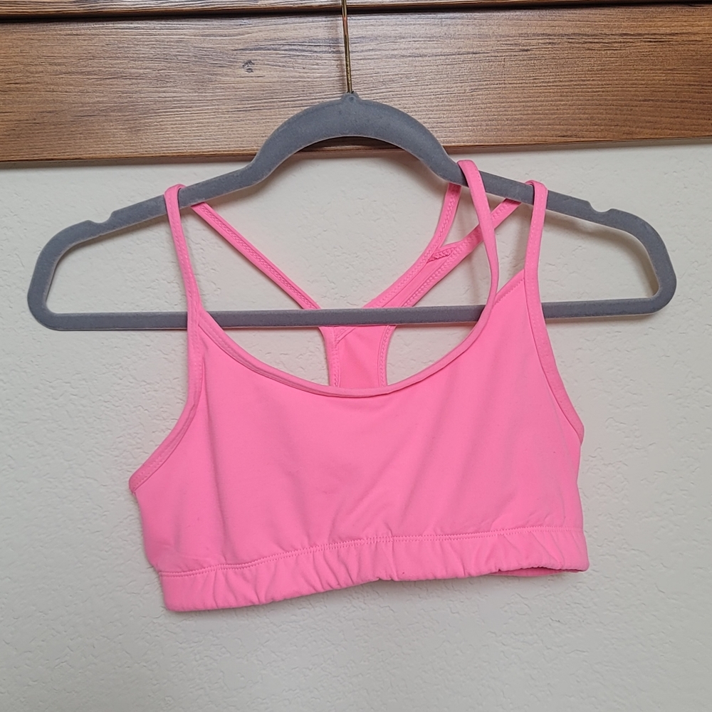 Fabletics Pink Asymmetrical Sports Bra - Medium